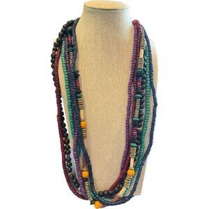 Multicolor Beaded Layered Necklace With Hook Closure